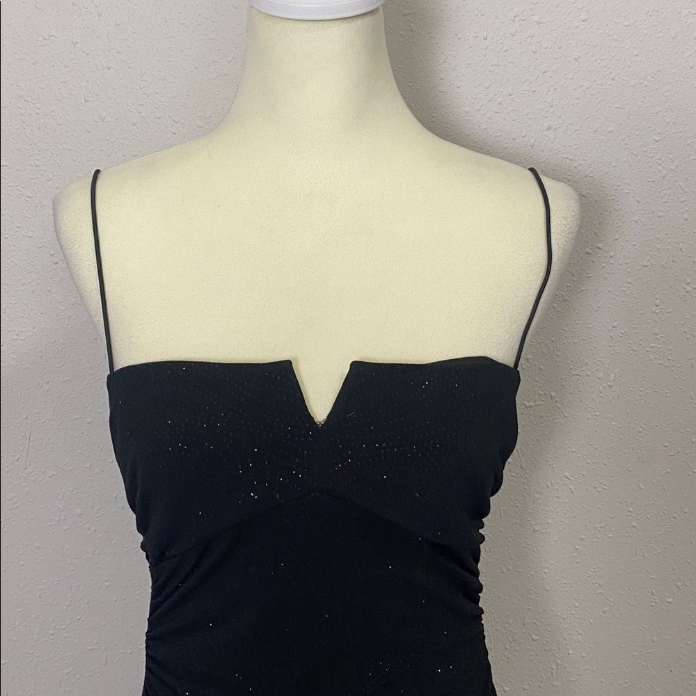 Vintage Y2K City Triangles Black Glitter High Low Asymmetrical Prom Dress Size M - Picture 8 of 12